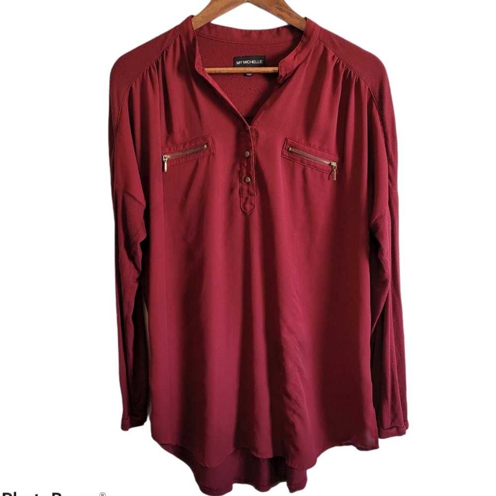 My Michelle Blouse Burgundy Size XL